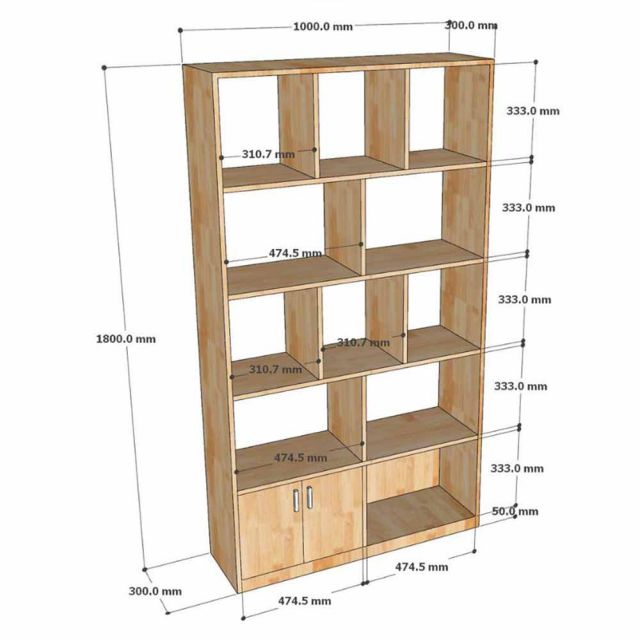 Kệ sách 5 tầng 100x30x180cm gỗ cao su KS68384