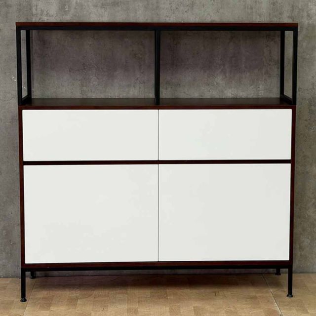 Tủ kệ trang trí 135x35x135cm gỗ cao su khung sắt KTT68114