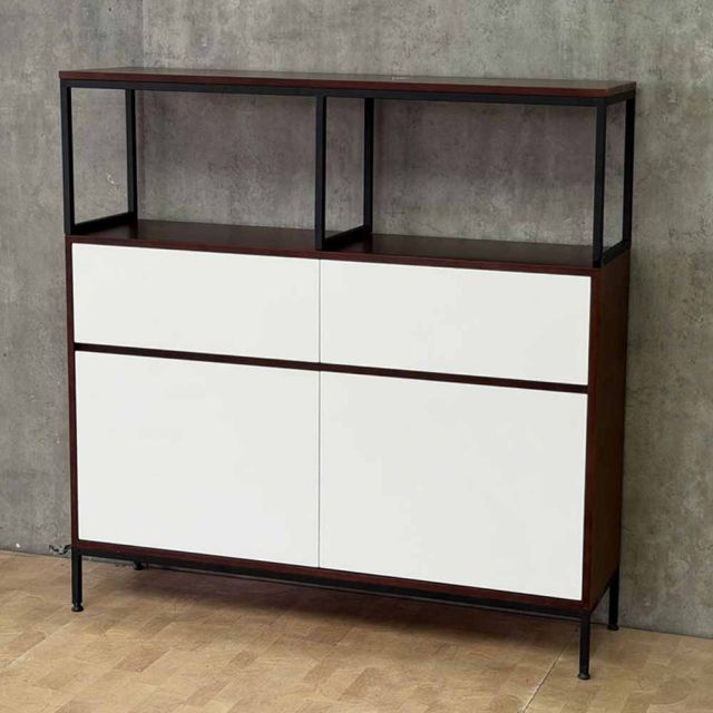 Tủ kệ trang trí 135x35x135cm gỗ cao su khung sắt KTT68114