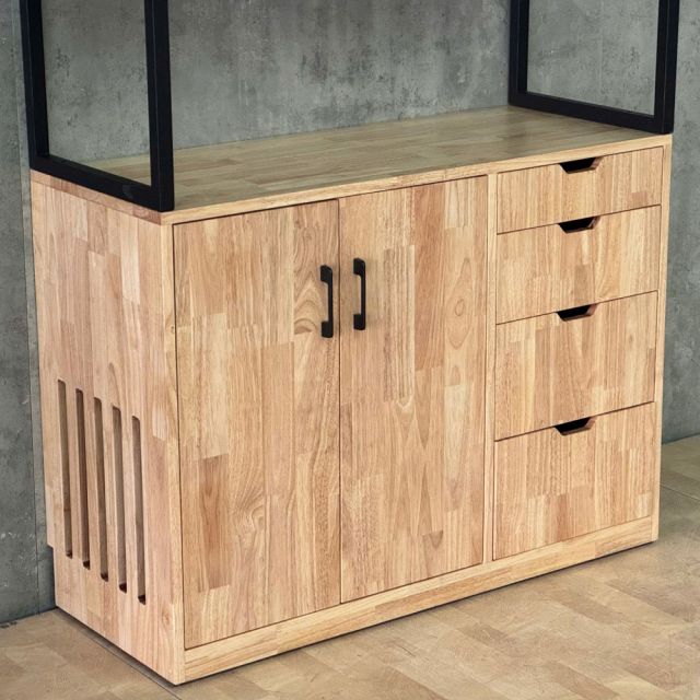 Tủ kệ trang trí 100x38x200cm gỗ cao su khung sắt KTT68115