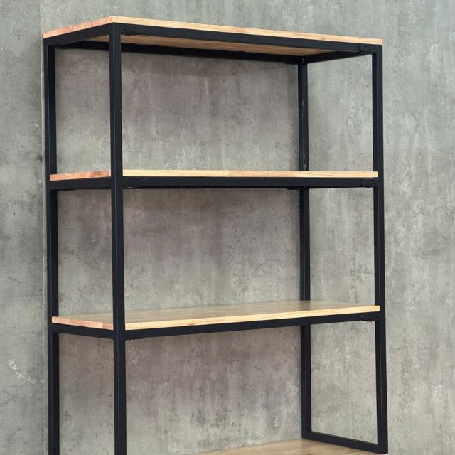 Tủ kệ trang trí 100x38x200cm gỗ cao su khung sắt KTT68115