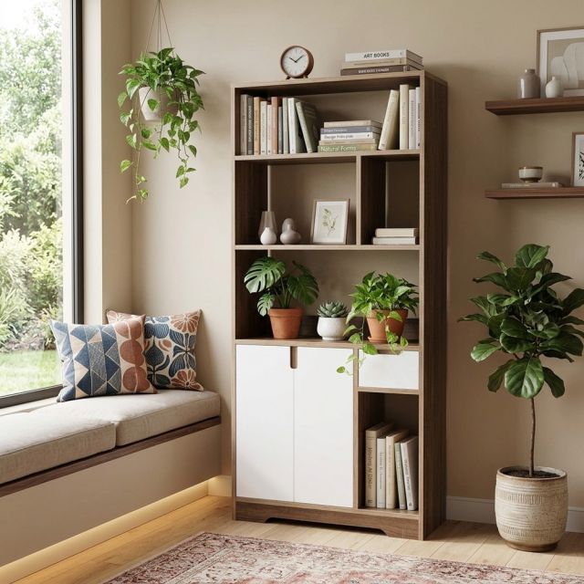 Kệ trưng bày 80x35x180cm gỗ plywood khung sắt KTT68116