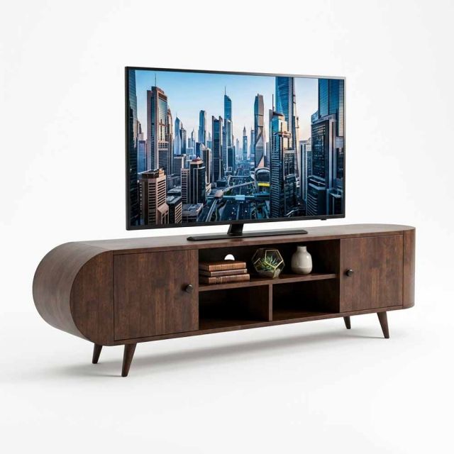 Kệ tivi phòng khách 180x35x45cm gỗ cao su KTV68146