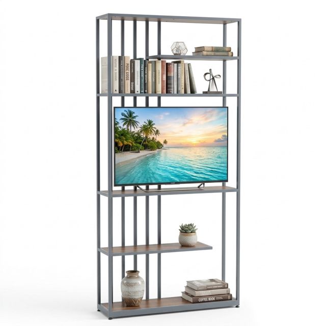 Kệ để tivi 100x27x209cm gỗ cao su khung sắt KTV68147