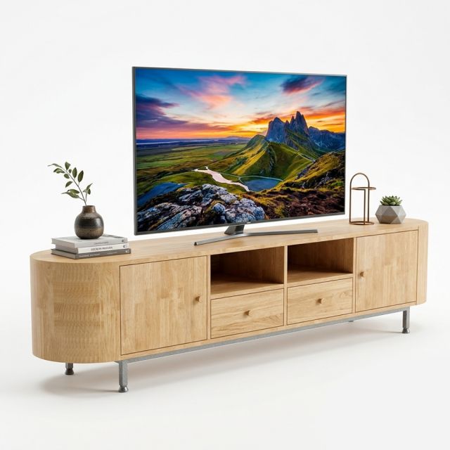 Kệ để tivi 200x40x45cm gỗ cao su khung sắt KTV68148
