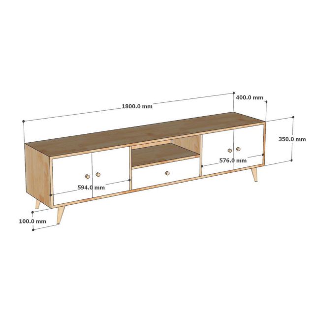 Kệ để tivi 180x40x45cm gỗ cao su KTV68149