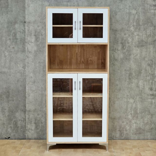 Tủ hồ sơ đứng 80x55x186cm gỗ cao su THS68098