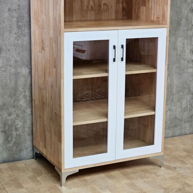 Tủ hồ sơ đứng 80x55x186cm gỗ cao su THS68098