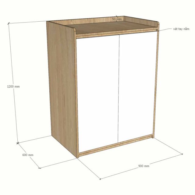 Tủ quần áo 90x60x120cm gỗ cao su TQA68110