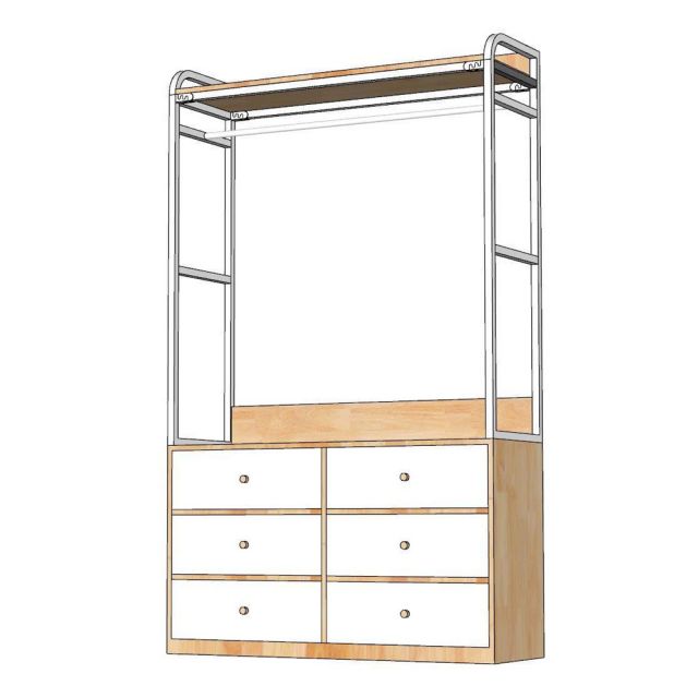 Tủ kệ quần áo nhiều ngăn 120x40x 200cm gỗ cao su khung sắt TQA68111