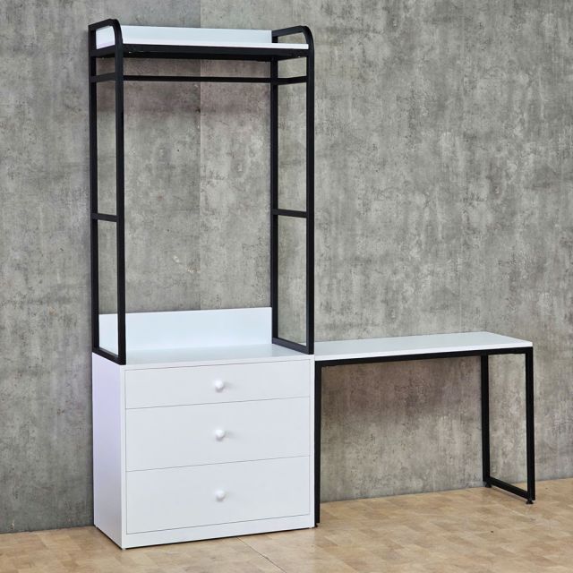 Kệ tủ quần áo có khóa từ kết hợp bàn làm việc 180x40x200cm gỗ cao su TQA68113