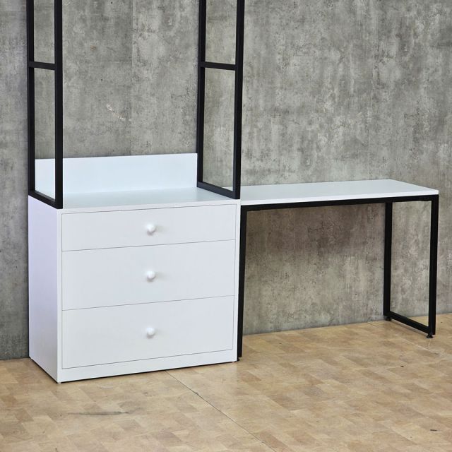 Kệ tủ quần áo có khóa từ kết hợp bàn làm việc 180x40x200cm gỗ cao su TQA68113