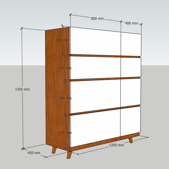 Tủ quần áo CUUYN 120x45x145cm gỗ cao su TQA68115