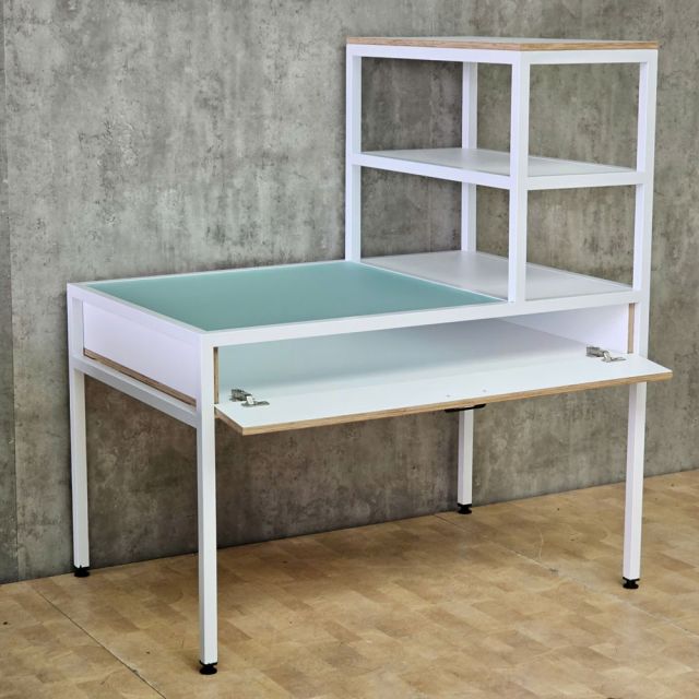 Bàn thao tác 120x80x135cm gỗ plywood chân sắt WSTB008