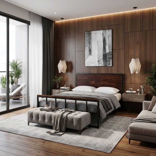 Giường ngủ lắp ráp 140x203x100cm gỗ tràm GN68058