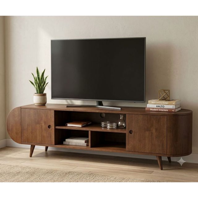 Kệ tivi phòng khách 180x35x45cm gỗ cao su KTV68146