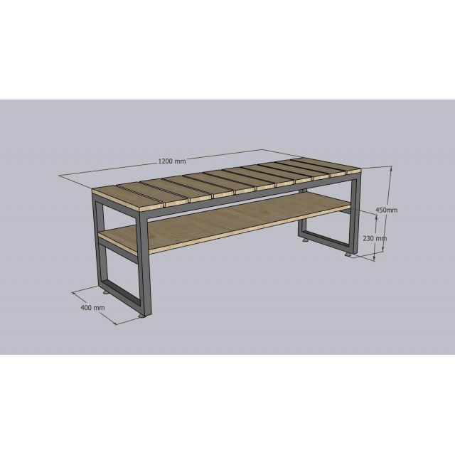 Ghế băng ngồi thay giày 120x40x45cm gỗ cao su GBD061