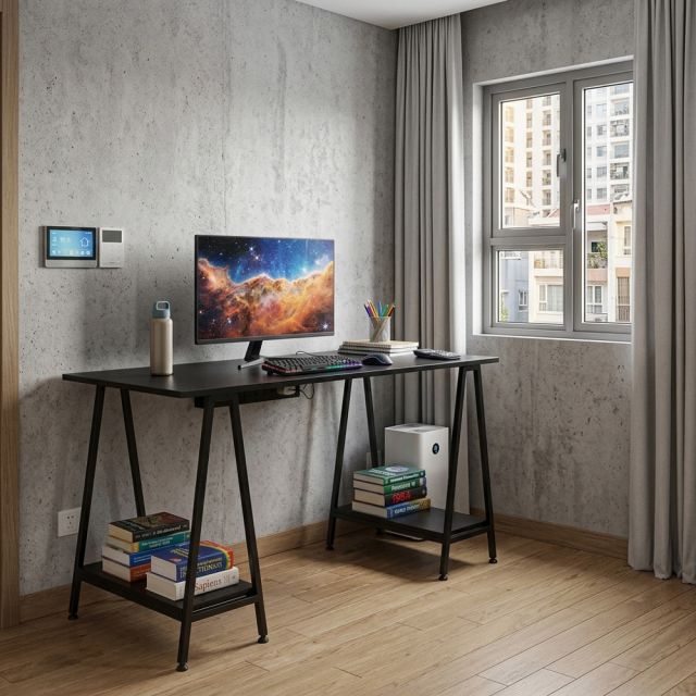 Bàn làm việc 140x60x75cm gỗ cao su chân chữ A BD68200
