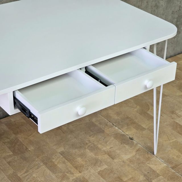 Bàn làm việc có ngăn kéo 115x75x75cm gỗ cao su chân Hairpin BD68202