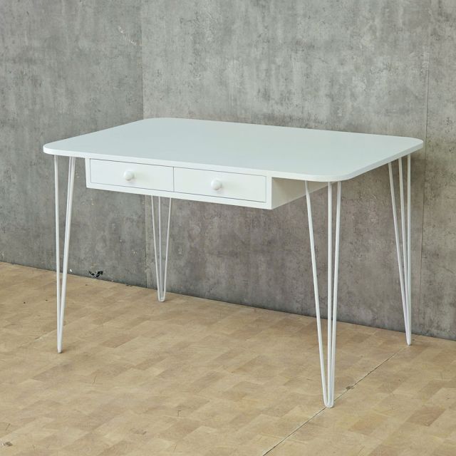 Bàn làm việc có ngăn kéo 115x75x75cm gỗ cao su chân Hairpin BD68202