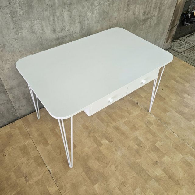 Bàn làm việc có ngăn kéo 115x75x75cm gỗ cao su chân Hairpin BD68202