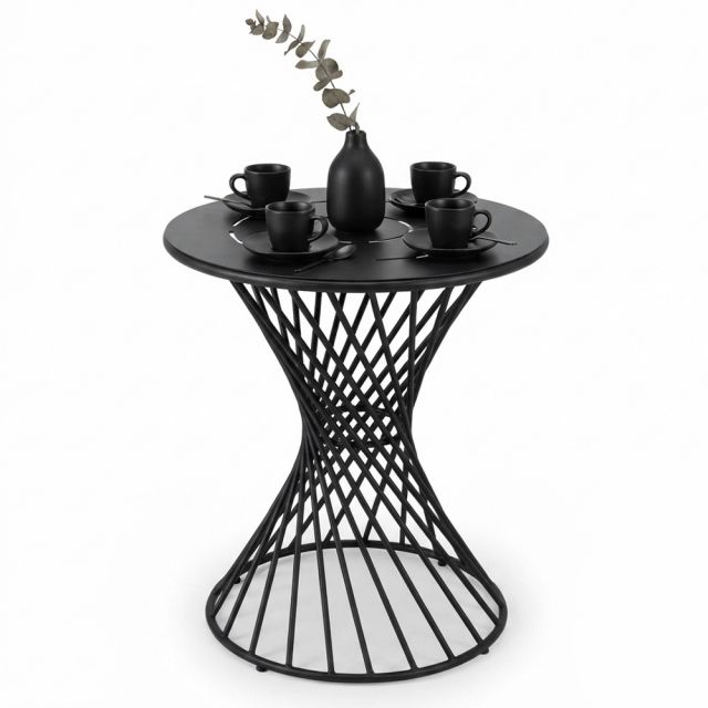 Bàn cafe tròn mặt tôn chân sắt xoắn CFD68161