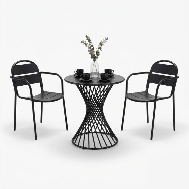 Bộ bàn ghế sắt cafe, ngoài trời CBCF247