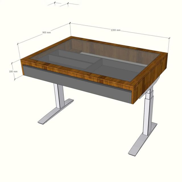 Bàn kiến trúc nâng hạ 130x90cm gỗ cao su DD68019