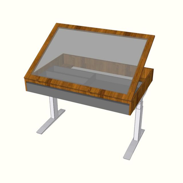 Bàn kiến trúc nâng hạ 130x90cm gỗ cao su DD68019