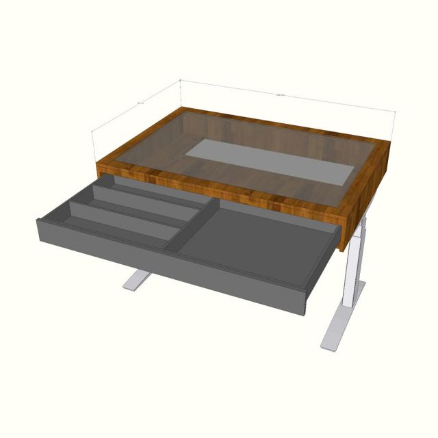 Bàn kiến trúc nâng hạ 130x90cm gỗ cao su DD68019