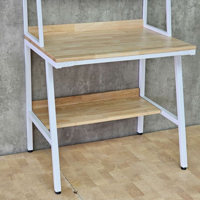 Bàn học kết hợp kệ sách 80x60x150cm gỗ cao su chân sắt FD68100
