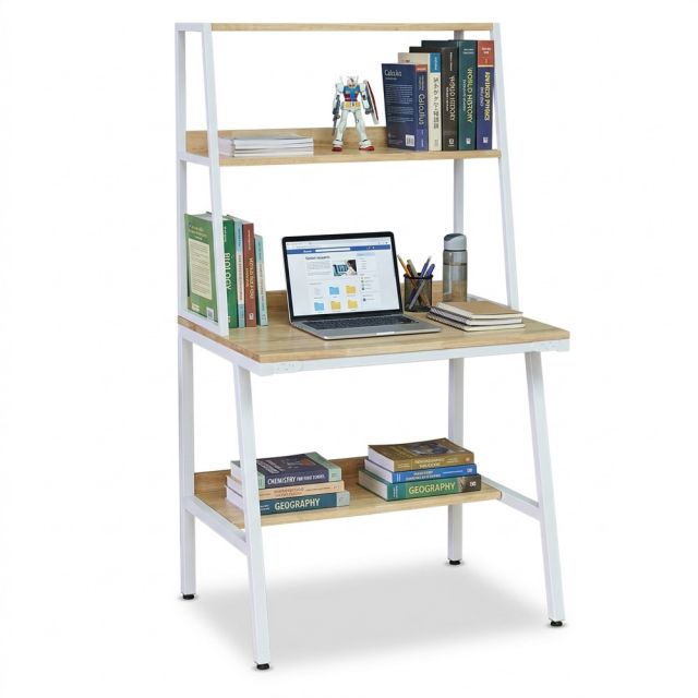 Bàn học kết hợp kệ sách 80x60x150cm gỗ cao su chân sắt FD68100