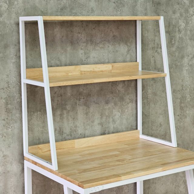 Bàn học kết hợp kệ sách 80x60x150cm gỗ cao su chân sắt FD68100