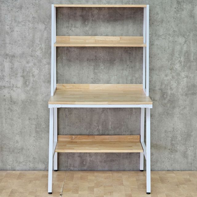Bàn học kết hợp kệ sách 80x60x150cm gỗ cao su chân sắt FD68100