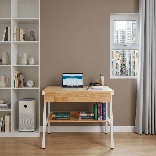 Bàn làm việc QUYLL 80x60x75cm gỗ cao su chân sắt FD68101