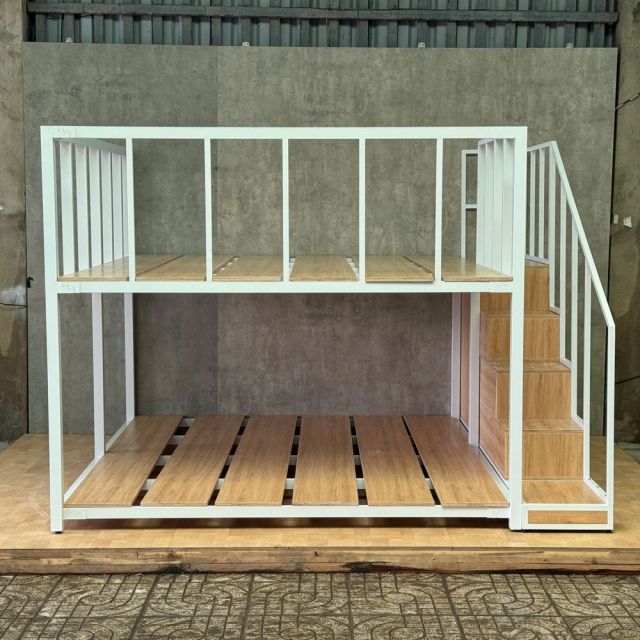 Giường tầng 250x222x180cm gỗ plywood khung sắt lắp ráp GT031