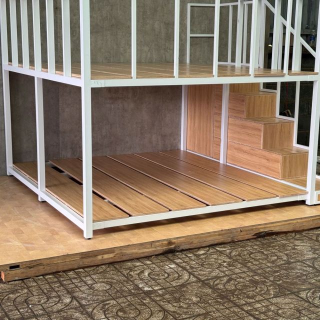 Giường tầng 250x222x180cm gỗ plywood khung sắt lắp ráp GT031