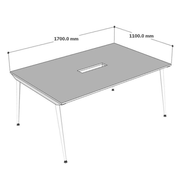 Bàn họp có hộp điện 170x110cm gỗ cao su hệ CONE HBCO091