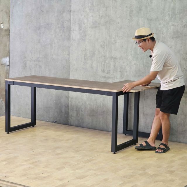 Bàn góc L 190x100cm gỗ plywood chân hệ Rectang HBRT152