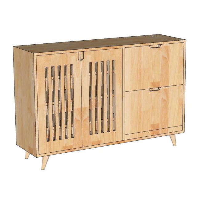 Tủ giày dép cửa lật 120x35x80cm gỗ cao su KG68138