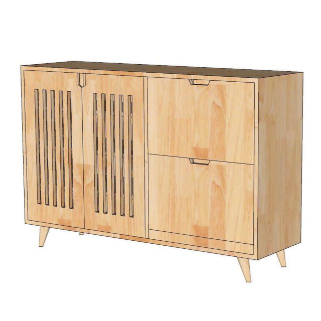 Tủ giày dép cửa lật 120x35x80cm gỗ cao su KG68138