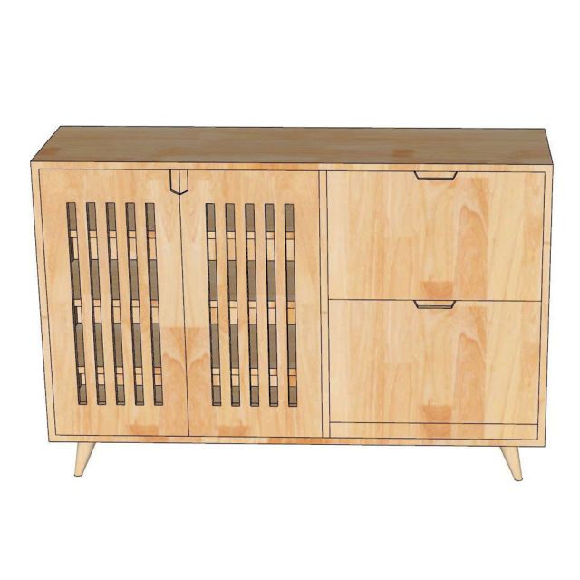 Tủ giày dép cửa lật 120x35x80cm gỗ cao su KG68138
