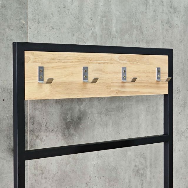 Tủ kệ quần áo di động 65x40x165cm gỗ cao su khung sắt - KQA68069