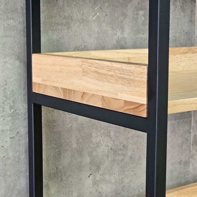 Kệ tủ trang trí 140x34x180cm gỗ cao su chân sắt KTT68121