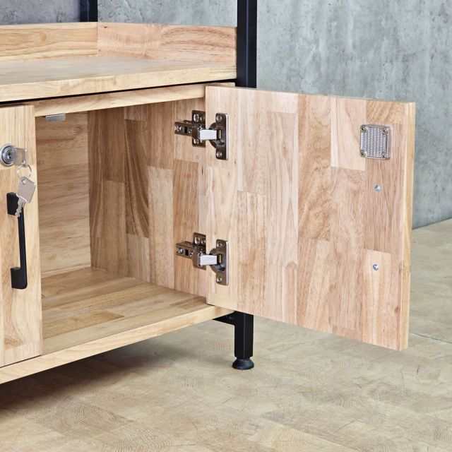 Kệ tủ trang trí 140x34x180cm gỗ cao su chân sắt KTT68121