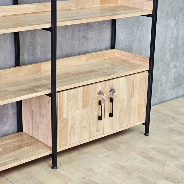 Kệ tủ trang trí 140x34x180cm gỗ cao su chân sắt KTT68121