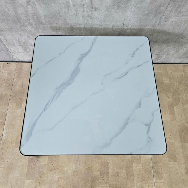Bàn sofa vuông đk 80cm mặt đá ceramic chân sắt TT68382
