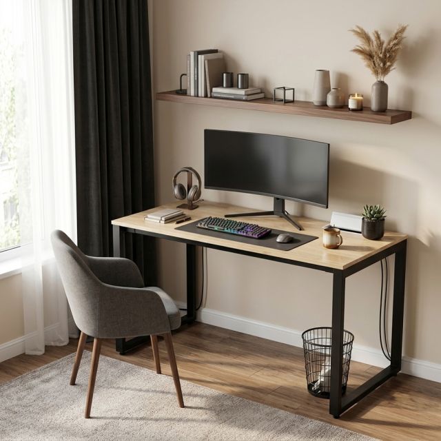 Bàn ZDesk tích hợp hộp điện âm bàn 140x70cm gỗ cao su chân sắt hệ Rectang ZD047