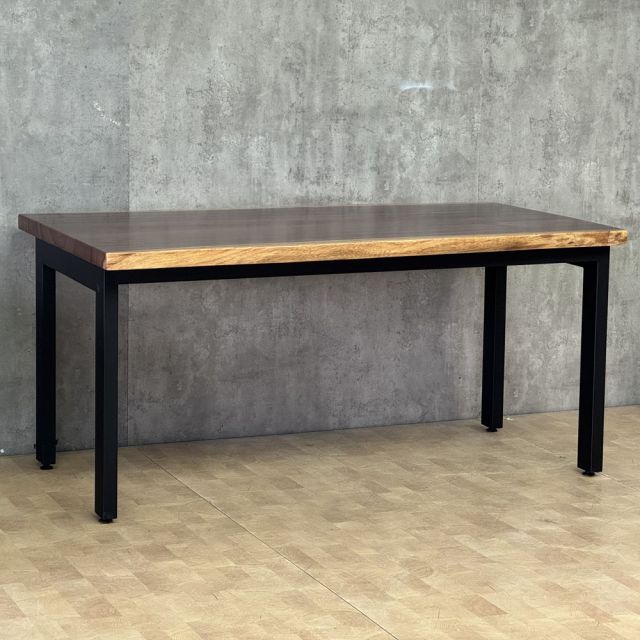Bàn ăn chữ nhật 160x80cm gỗ me tây dày chân sắt BMT072