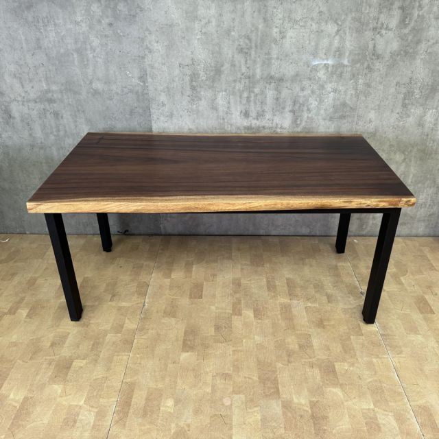 Bàn ăn chữ nhật 160x80cm gỗ me tây dày chân sắt BMT072